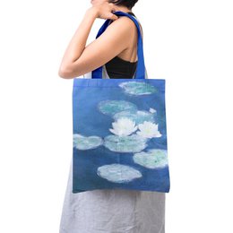 Sac cabas en coton Luxe, nénuphars à la lumière du soir