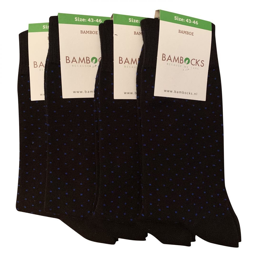 Calzini Bambocks Bamboo 4 paia puntinato nero/blu