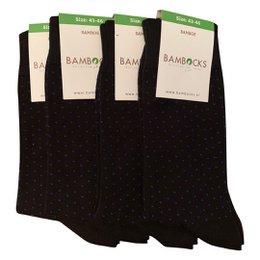 Bambocks Chaussettes Bamboo 4 paires pois noir / bleu