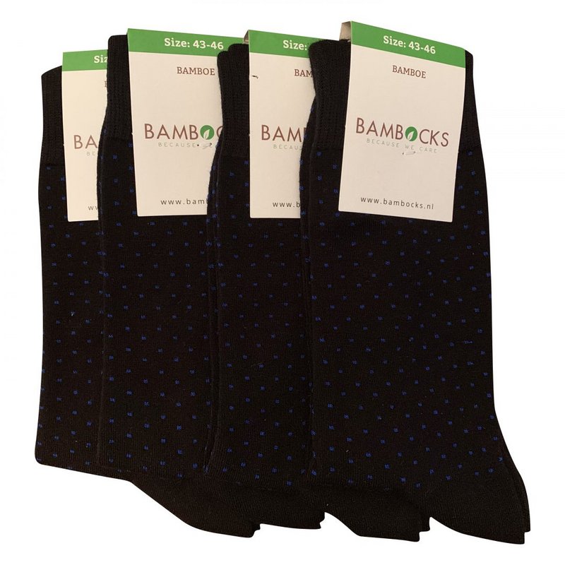 Bambocks Bambussocken 4-Paar schwarz / blau gepunktet