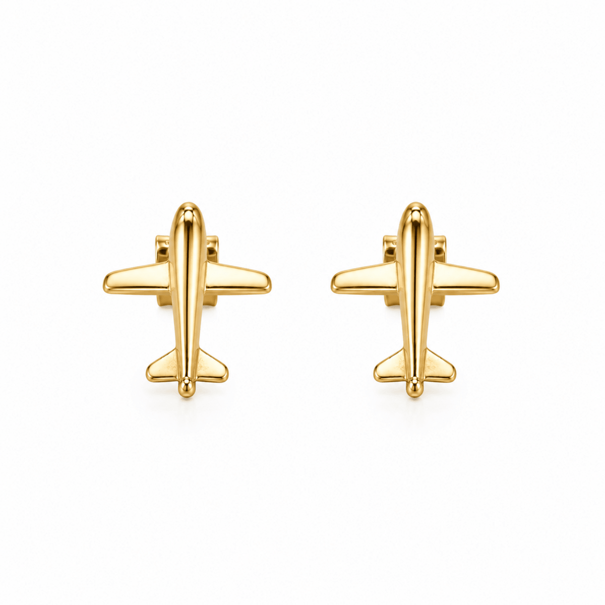 Jet Set – Wasserfeste goldene Flugzeug-Ohrringe