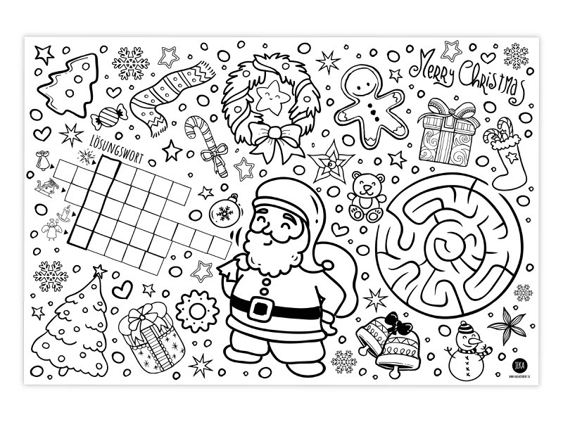 12 Christmas placemats to color in