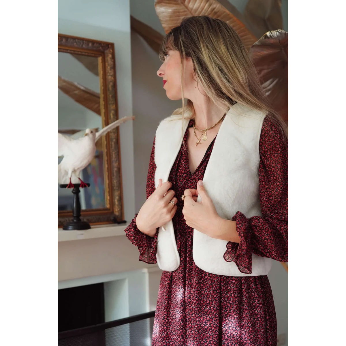Wool Vest - Flat White Bubble Shorty