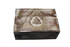 Triquetra handgemaakte houten kist white wash