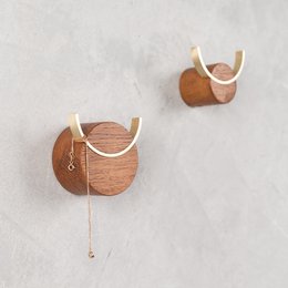 Wall hook DEER, walnut, brass