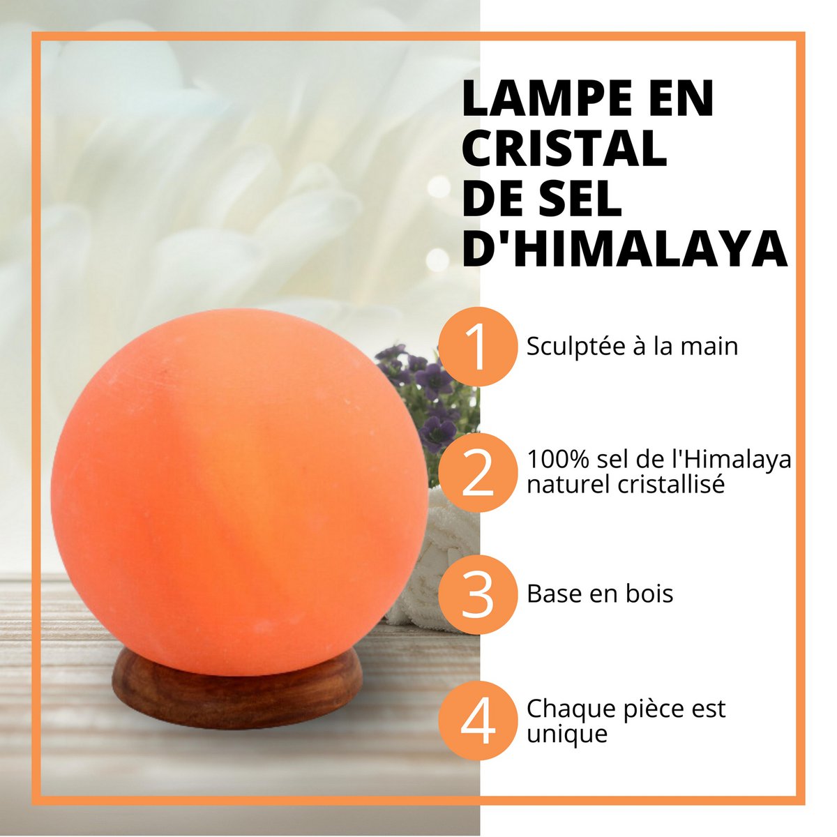 Moon Lamp in Himalayan Salt Crystal 1.9 Kg - Natural Material - Gift and Decoration Idea