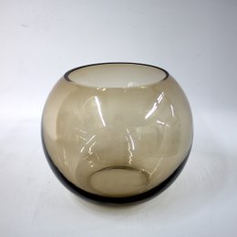 Vase glass round brown glass vase handmade ball vase low