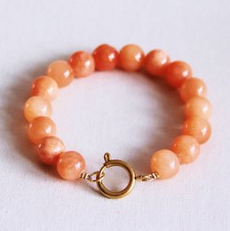 Natursten perle armbånd XL - orange