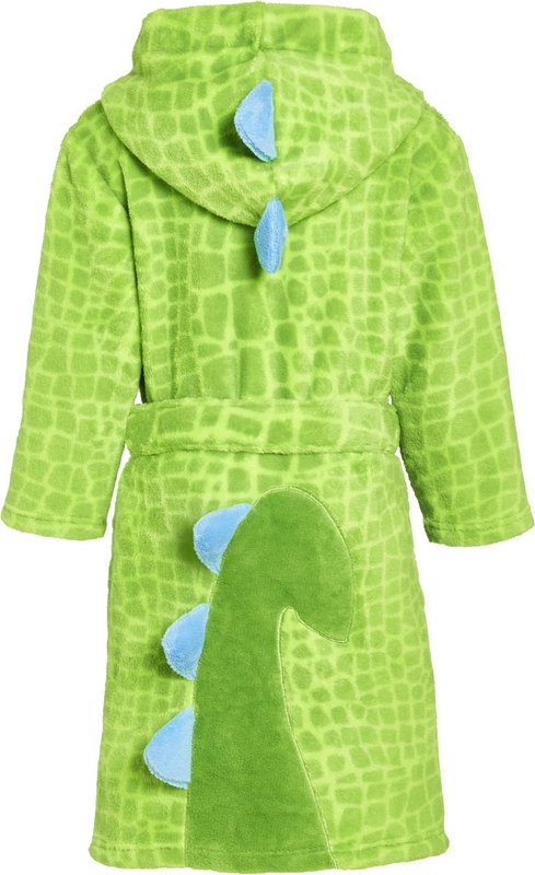 Fleece Bademantel Dino - grün