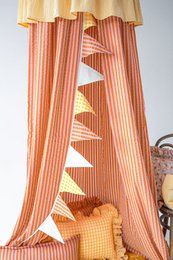 Dosel infantil con volante "naranja y rosa"