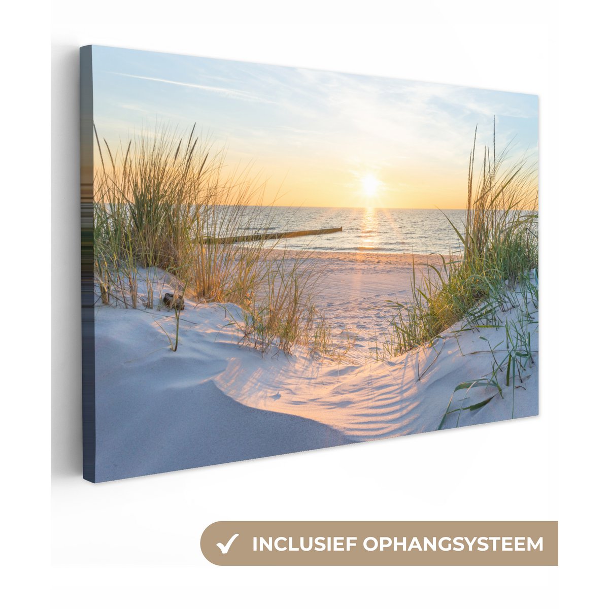 Pintura de lienzo - Decoración de pared - Playa - Sol - Dune - hierba - arena - horizonte