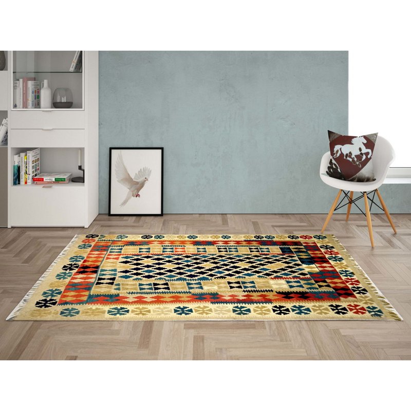 Tapis Kilim Crème Laitière Fait Main