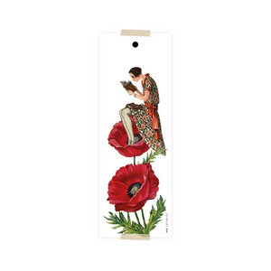 Bookmark boekenlegger collage - meisje zittend bloem