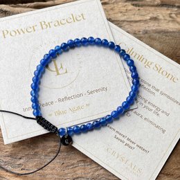 Power Bracelet With Blue Agate - Gemstone - Bead bracelet - 4mm
