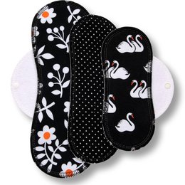 Wiederverwendbare Stoffmenstruationspolster 3 -Pack (S, M, L) - Weiße Flügel