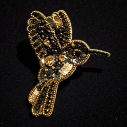 Brooch, The Golden Onyx Hummingbird