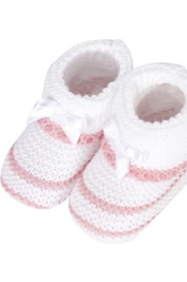 Patucos de punto para bebé, rayas rosas, paquete de 4