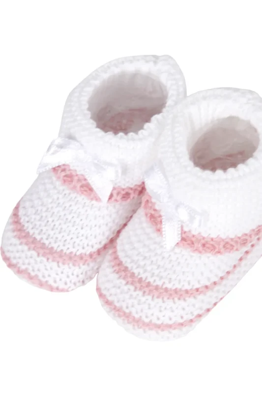 Patucos de punto para bebé, rayas rosas, paquete de 4