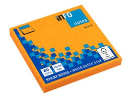 Info notes 75x75mm fel oranje 80 blad
