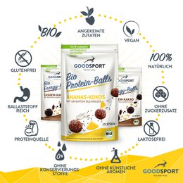ORGANICZNE kulki proteinowe, kokos ananasowy, kiełki gryki
