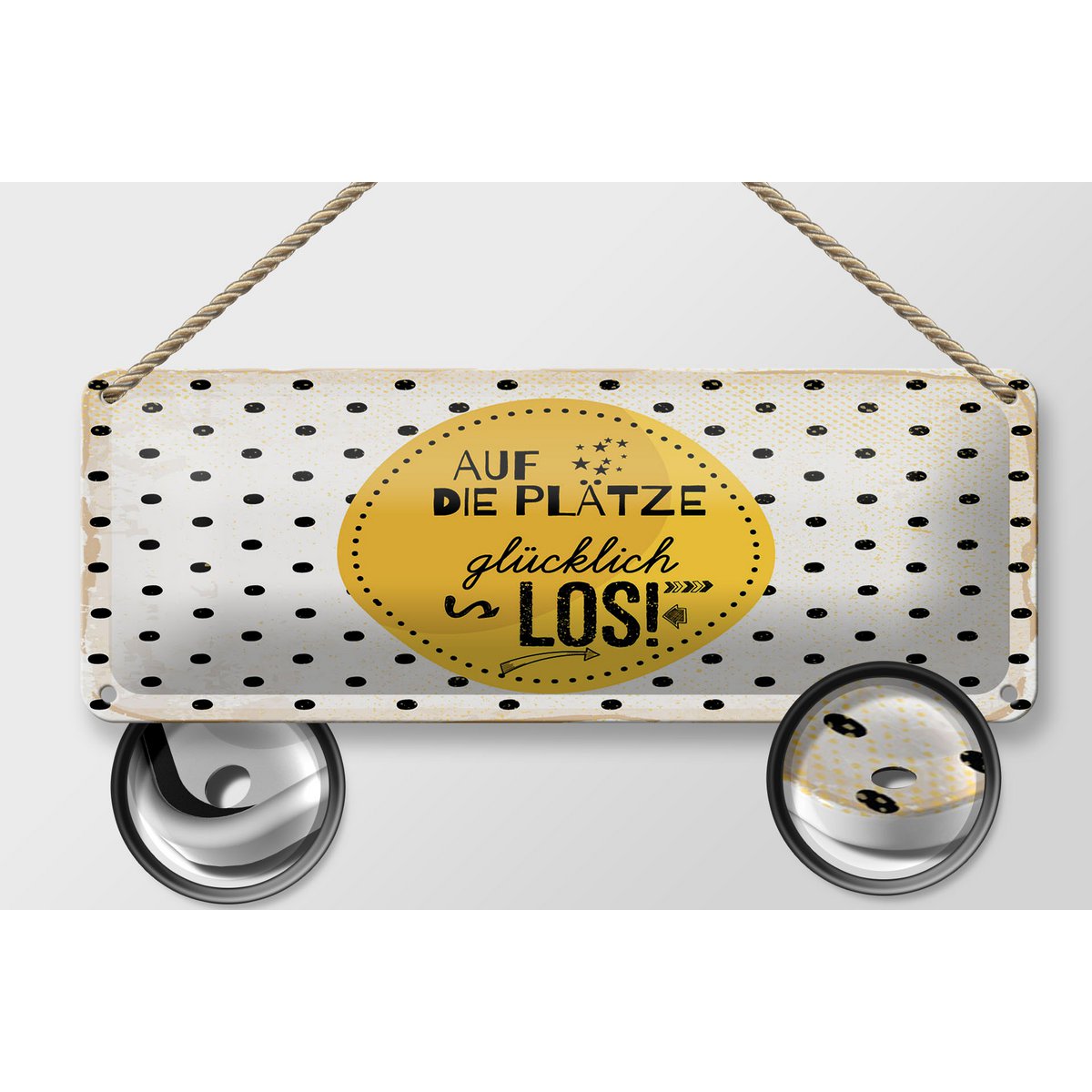 Tin sign saying 27x10 cm Get ready, happy, decorative sign