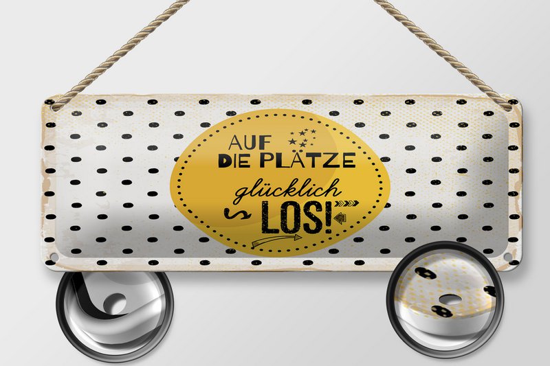 Tin sign saying 27x10 cm Get ready, happy, decorative sign