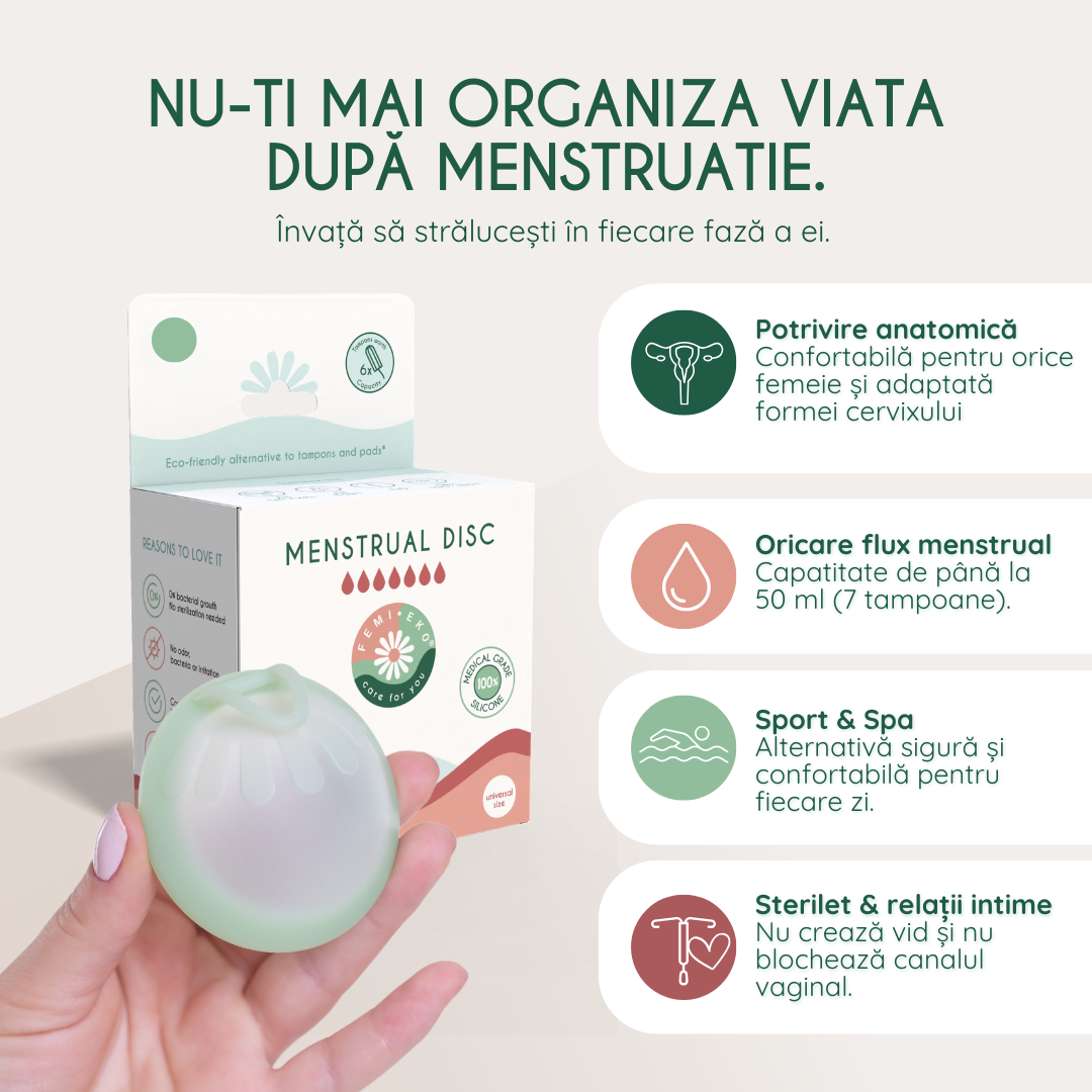 Femi.Eko® universele menstruatieschijf – Duurzaam, herbruikbaar, hoog comfort, capaciteit van 50 ml