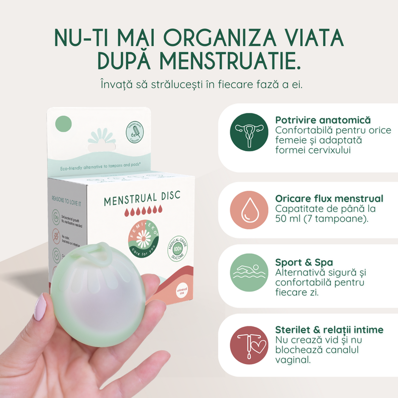 Femi.Eko® universele menstruatieschijf – Duurzaam, herbruikbaar, hoog comfort, capaciteit van 50 ml