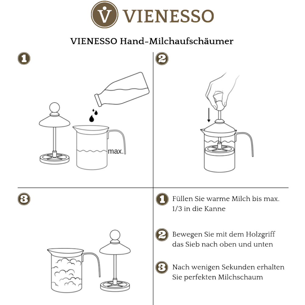 Espumador de leche manual de acero inoxidable con doble tamiz - 400 ml