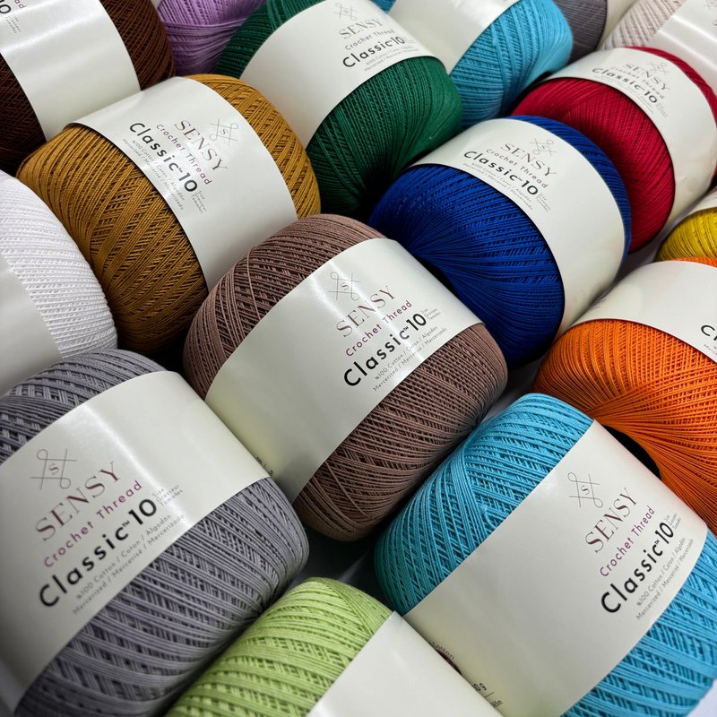 Filo per uncinetto Sensy misura classica 10, 100% cotone Giza mercerizzato, 617 iarde, finezza 0 pizzo
