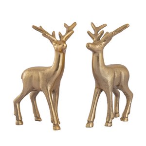 Decoratieve figuur herten 2 set tafel decoratie dier figuur metaal kerstdecoratie zilver o.