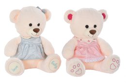 Soft, plush teddy bears in assorted colors and styles, perfect for cuddling and decorating.