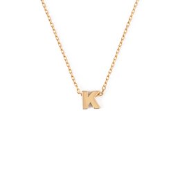 Gold-plated pendant necklace with letter K initial.