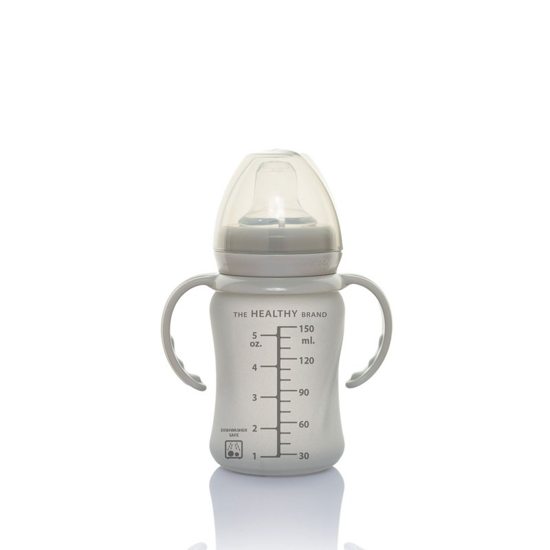 GLASS DRINKING CUP LIGHT GRAY