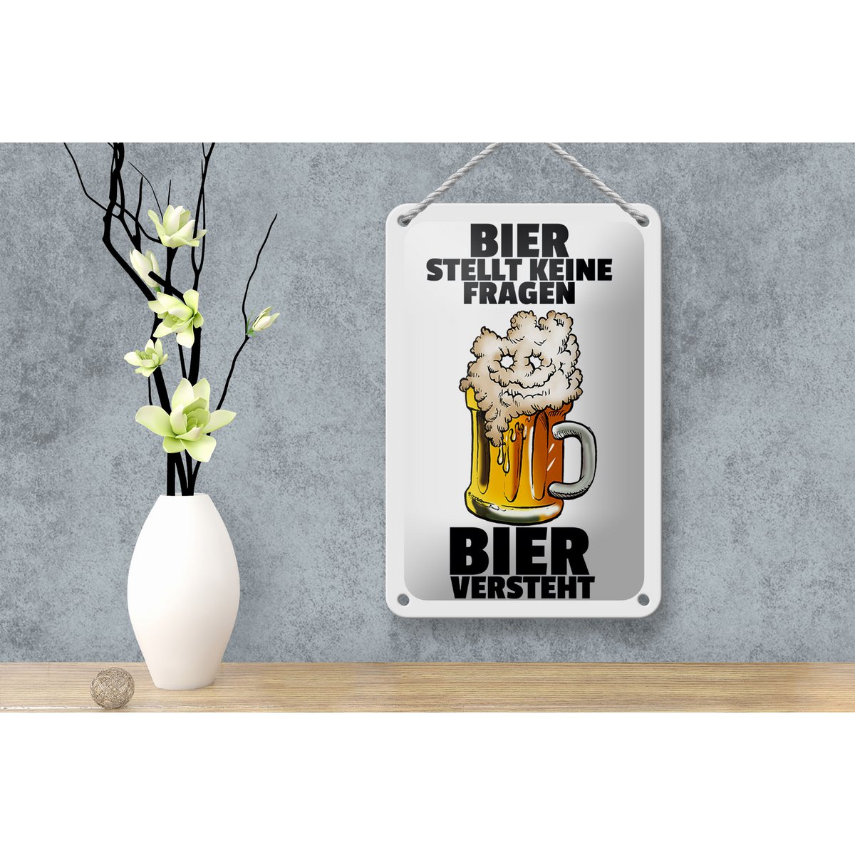 Tin sign alcohol 12x18cm beer asks no questions decoration