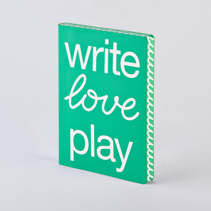 Write Love Play - Graphique L | Carnet A5+ | Journal pointillé | Points de 3,5 mm | 256 pages numérotées | Papier Premium 120g | cuir recyclé | produit de manière durable en Allemagne