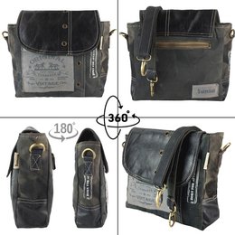 Damska torba listonoszka Sunsa. Torba na ramię w kształcie kuriera. Torba na ramię w stylu vintage. Płócienna torebka. Duża torba na ramię dla kobiet.