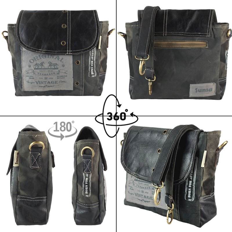 Damska torba listonoszka Sunsa. Torba na ramię w kształcie kuriera. Torba na ramię w stylu vintage. Płócienna torebka. Duża torba na ramię dla kobiet.