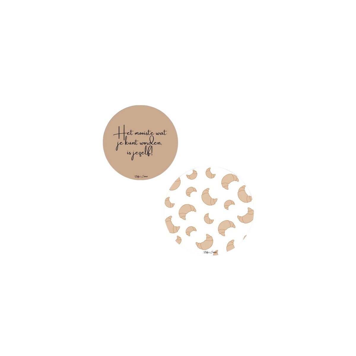 Dibond Muurcirkels - The best thing you can be is your Self - Croissant - Set of 2 pieces - Brown