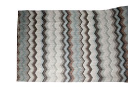 Tunk Runner Zigzag Pattern Blue Grey 150 cm in pelle sintetica