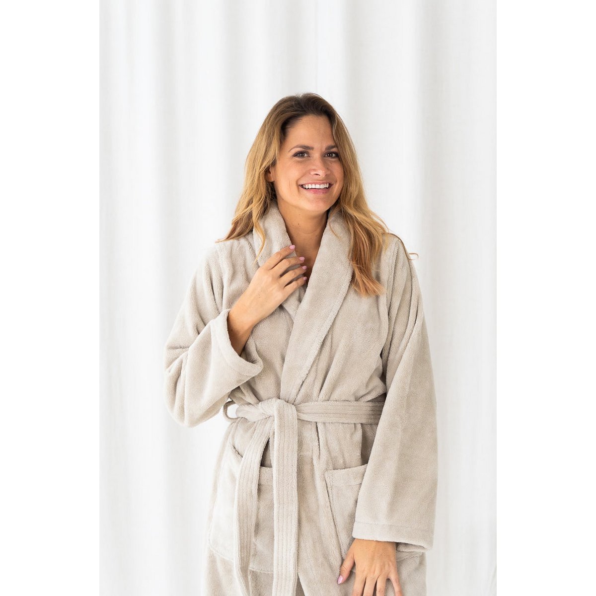 Teddy-Bademantel Beige