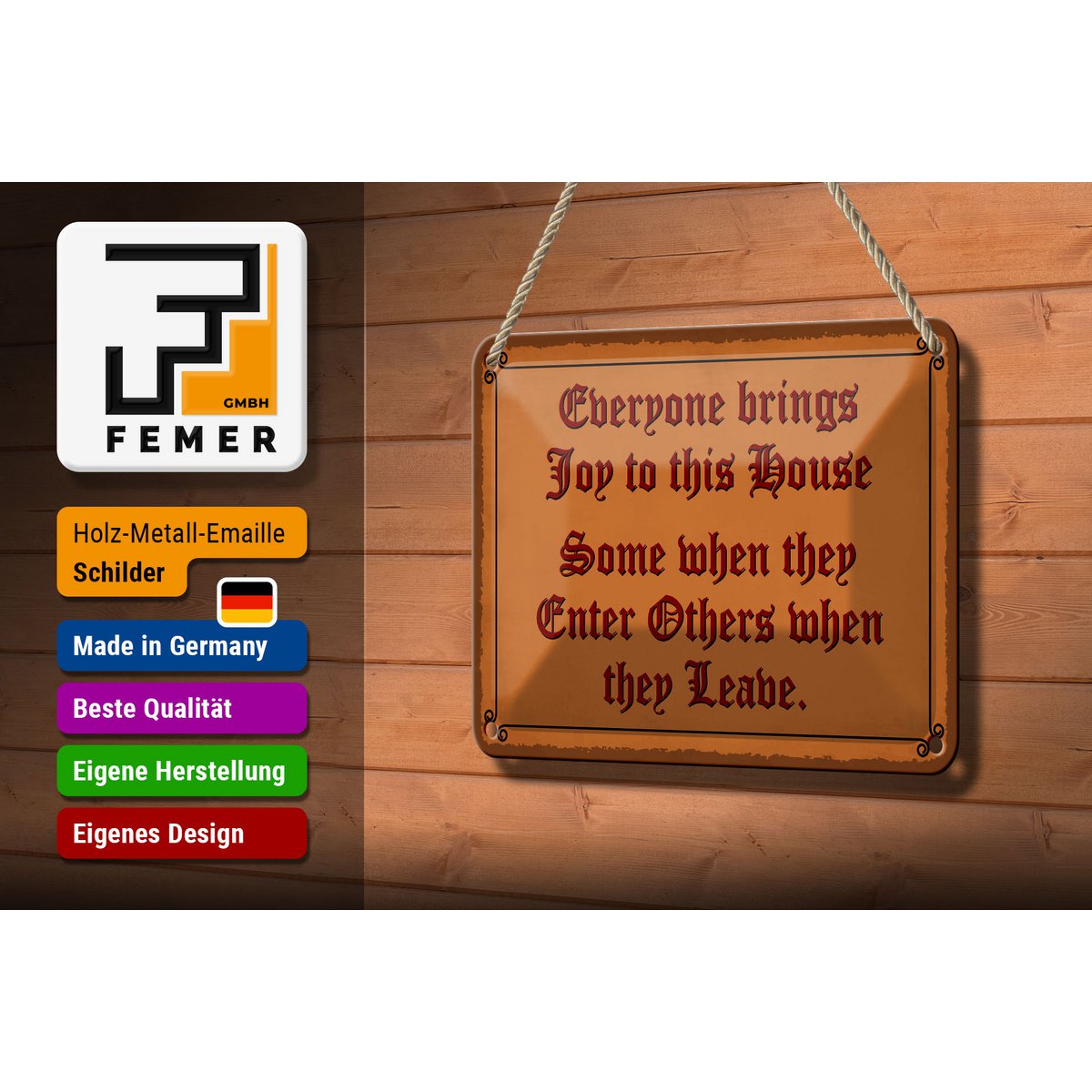 Tin sign saying 18x12cm everyone brings joy this house decoration