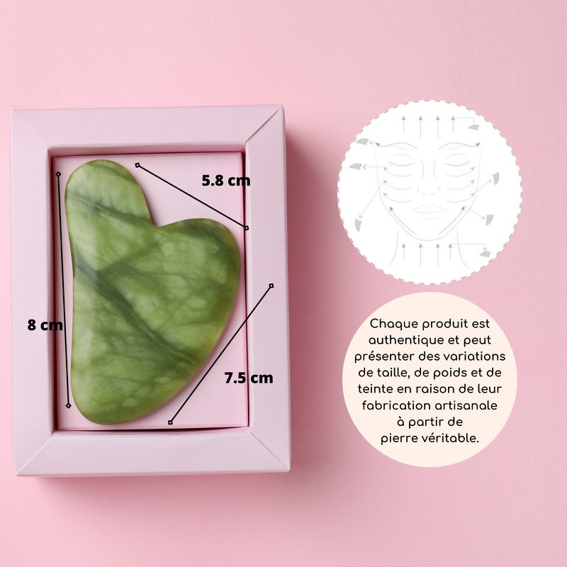 Groene Jade Gua Sha Kit en oogmasker - Thermotherapie - Essentiële schoonheidsaccessoires - Natuursteen - Hijsgereedschap