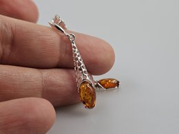 sterling sølv 925 Dangle stud i øreringe med baltisk rav engros