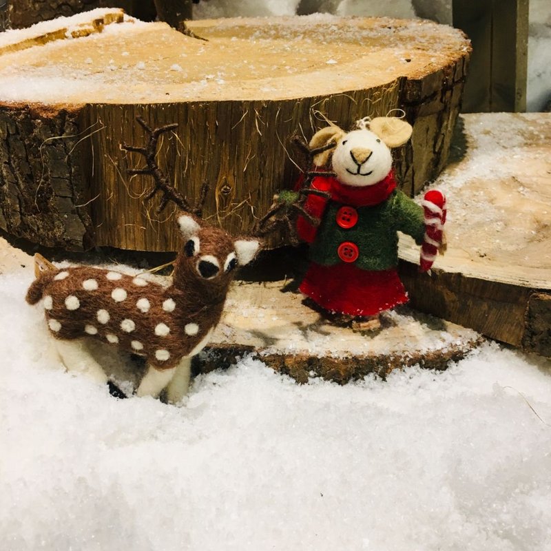 Handmade Felt Brown Stag Biodegradable Hanging Decoration