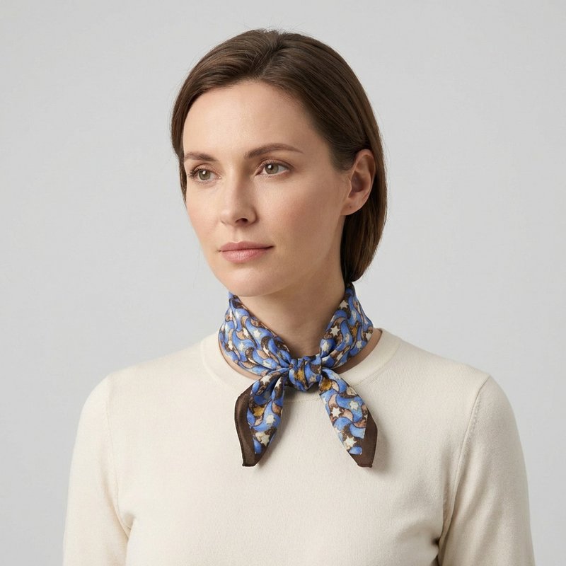 Silk Square Scar for Women Brown