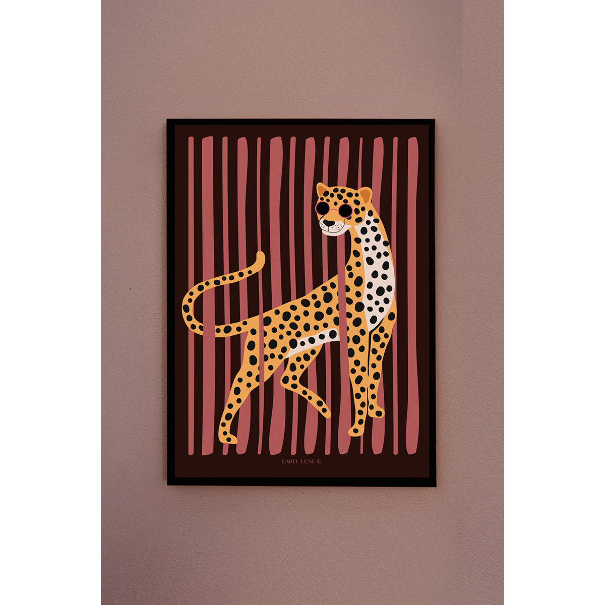Affiche chambre enfant - Léopard Yala rose