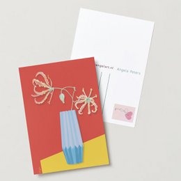Grafisk vase med blomster illustration lykønskningskort