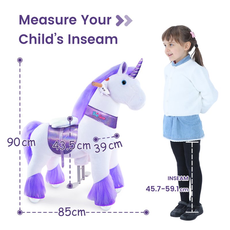 Ponycycle Ride su Toy Purple Unicorn | Età 4-7 | Peluche giocattolo da giro per animali | Classic U migliori regali
