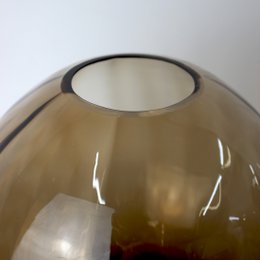 Glass vase round grooves brown vase glass handmade ball vase
